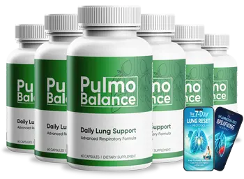 Six-bottle Pulmo Balance package with bonus guides